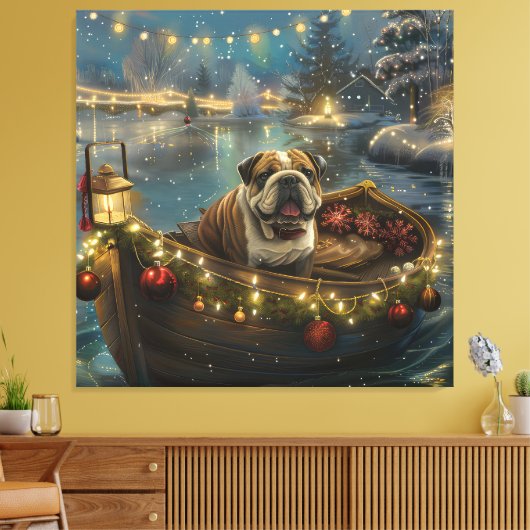 Bulldog Kerstfeest reis Canvas Afdruk (Insitu (Woonkamer))