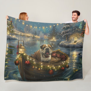 Bulldog Kerstfeest reis Fleece Deken