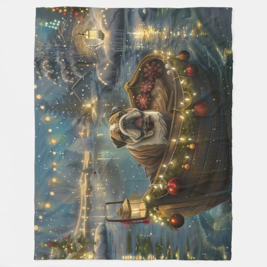 Bulldog Kerstfeest reis Fleece Deken (Voorkant)
