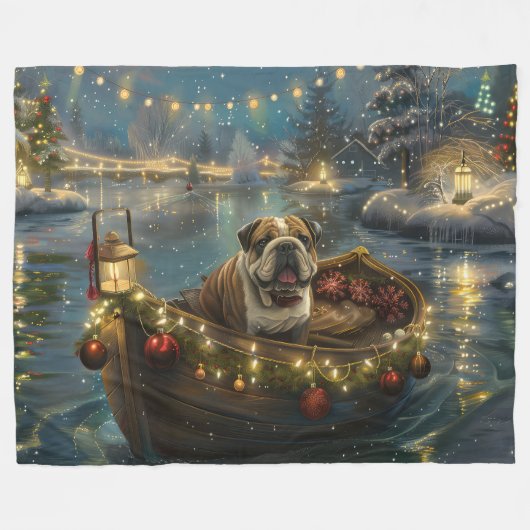 Bulldog Kerstfeest reis Fleece Deken (Voorkant (Horizontaal))