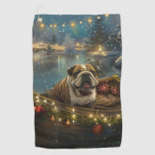 Bulldog Kerstfeest reis Golfhanddoek (Voorkant)