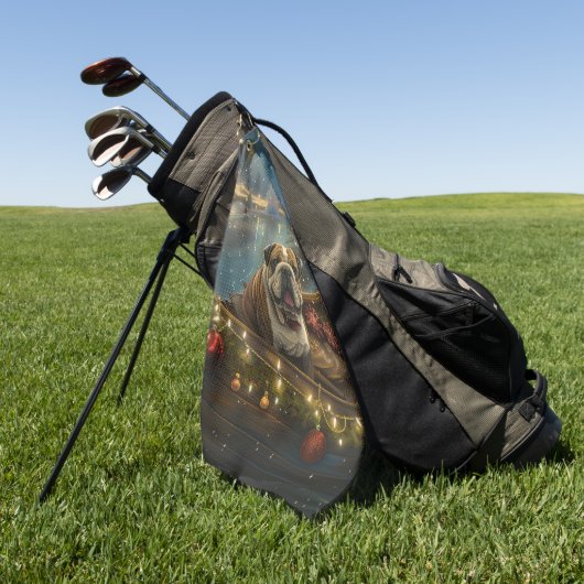 Bulldog Kerstfeest reis Golfhanddoek (Groen)