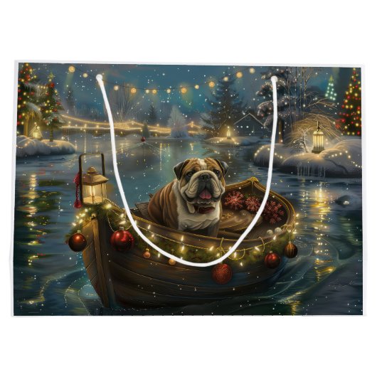 Bulldog Kerstfeest reis Groot Cadeauzakje (Achterkant)
