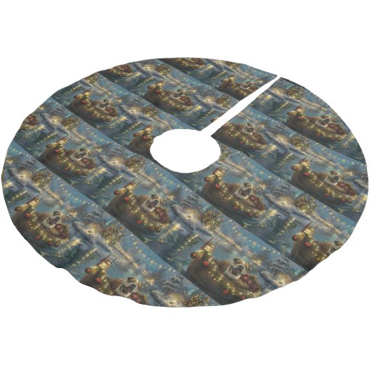 Bulldog Kerstfeest reis Kerstboom Rok (Gekanteld)