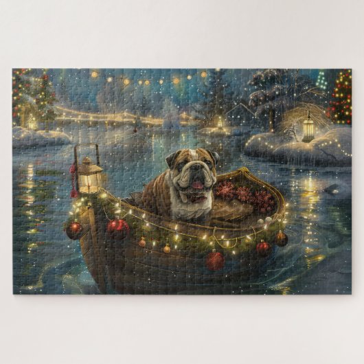 Bulldog Kerstfeest reis Legpuzzel (Horizontaal)