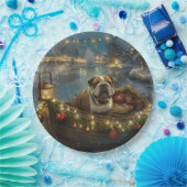 Bulldog Kerstfeest reis Papieren Bordje (Feest)