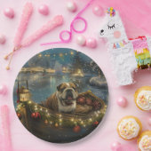 Bulldog Kerstfeest reis Papieren Bordje (Feest)