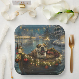 Bulldog Kerstfeest reis Papieren Bordje