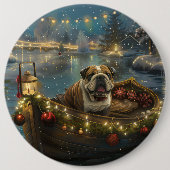 Bulldog Kerstfeest reis Ronde Button 6,0 Cm (Voorkant)