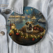 Bulldog Kerstfeest reis Ronde Button 6,0 Cm (In situ)