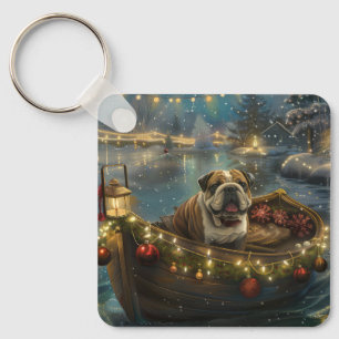 Bulldog Kerstfeest reis Sleutelhanger