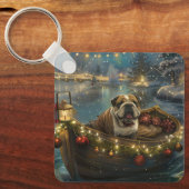 Bulldog Kerstfeest reis Sleutelhanger (Voorkant)