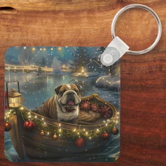 Bulldog Kerstfeest reis Sleutelhanger (Achterkant)