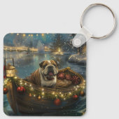 Bulldog Kerstfeest reis Sleutelhanger (Achterkant)