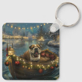 Bulldog Kerstfeest reis Sleutelhanger (Achterkant)