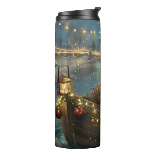 Bulldog Kerstfeest reis Thermosbeker (Gedraaid links)