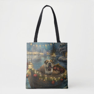 Bulldog Kerstfeest reis Tote Bag