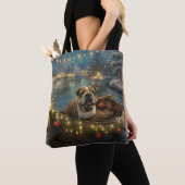 Bulldog Kerstfeest reis Tote Bag (Dichtbij)