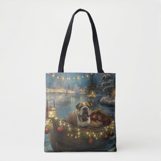Bulldog Kerstfeest reis Tote Bag (Voorkant)