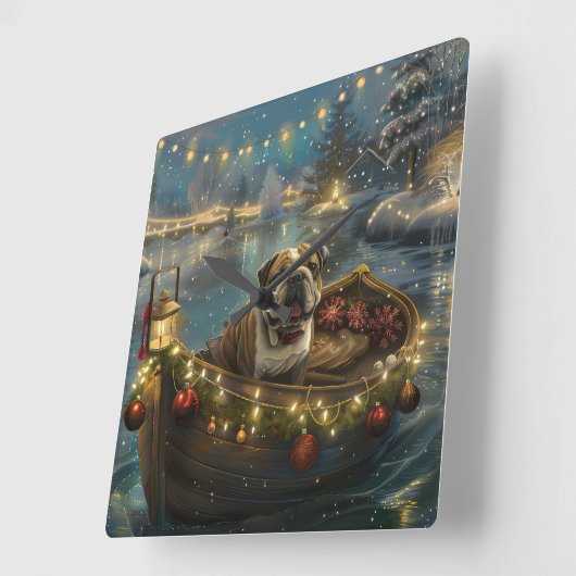 Bulldog Kerstfeest reis Vierkante Klok (Hoek)