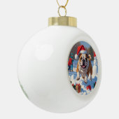 Bulldog Kerstfeest Sneeuwscène Keramische Bal Ornament (Links)