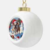 Bulldog Kerstfeest Sneeuwscène Keramische Bal Ornament (Rechts)