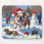Bulldog Kerstfeest Sneeuwscène Muismat (Voorkant)