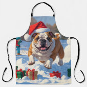 Bulldog Kerstfeest Sneeuwscène Schort (Voorkant)