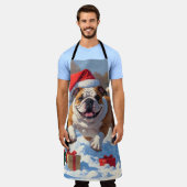 Bulldog Kerstfeest Sneeuwscène Schort (Gedragen)