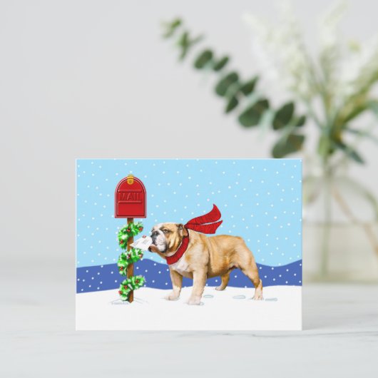 Bulldog kerstfeestay Mail Feestdagenkaart (Staand voorkant)