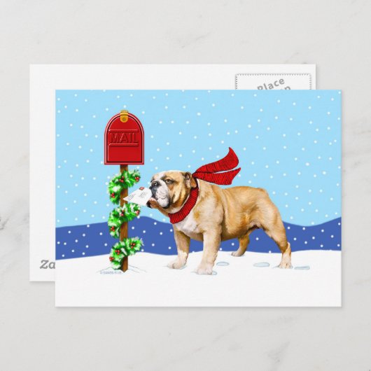 Bulldog kerstfeestay Mail Feestdagenkaart (Voorkant / Achterkant)
