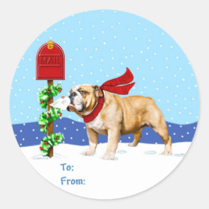 Bulldog kerstfeestay Mail Gift Labels