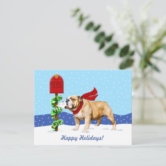 Bulldog kerstfeestay Mail Kaart (Staand voorkant)