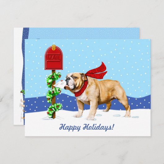 Bulldog kerstfeestay Mail Kaart (Voorkant / Achterkant)