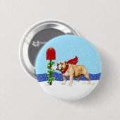 Bulldog kerstfeestay Mail Ronde Button 5,7 Cm (Voorkant /achterkant)
