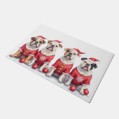 Bulldog Kerstjurk Kerstman Hoed Deurmat (Schuin)
