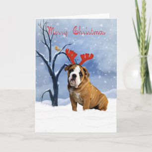 bulldog kerstkaart - bulldog heeft render antl feestdagen kaart