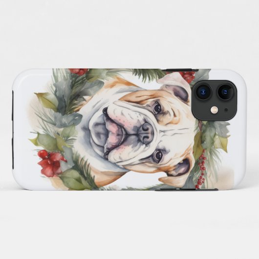 Bulldog Kerstkrans feestelijke pup Case-Mate iPhone Case (Achterkant (horizontaal))