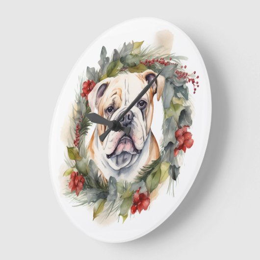 Bulldog Kerstkrans feestelijke pup Grote Klok (Hoek)
