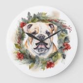 Bulldog Kerstkrans feestelijke pup Grote Klok (Voorkant)