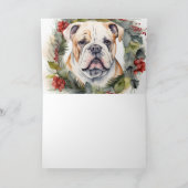 Bulldog Kerstkrans feestelijke pup Kaart (Binnen)
