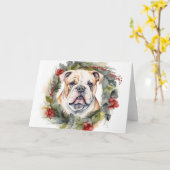 Bulldog Kerstkrans feestelijke pup Kaart (Gele Bloem)