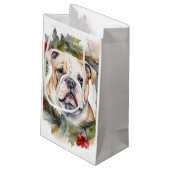 Bulldog Kerstkrans feestelijke pup Klein Cadeauzakje (Achterkant Gekanteld)