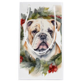 Bulldog Kerstkrans feestelijke pup Klein Cadeauzakje (Voorkant)