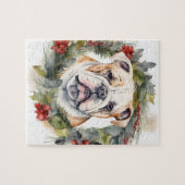 Bulldog Kerstkrans feestelijke pup Legpuzzel (Horizontaal)