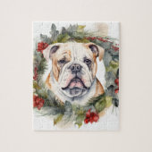 Bulldog Kerstkrans feestelijke pup Legpuzzel (Verticaal)