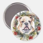Bulldog Kerstkrans feestelijke pup Magneet (Voorkant / Achterkant)