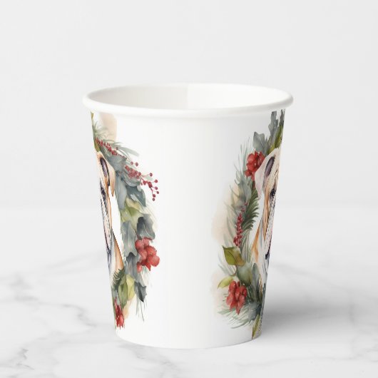 Bulldog Kerstkrans feestelijke pup Papieren Bekers (Links)