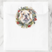 Bulldog Kerstkrans feestelijke pup Ronde Sticker (Tas)