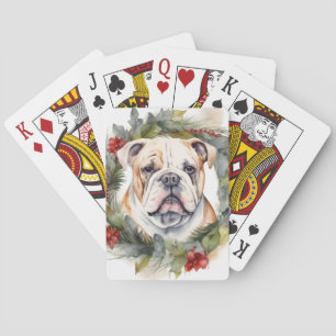 Bulldog Kerstkrans Festieve Pup Pokerkaarten
